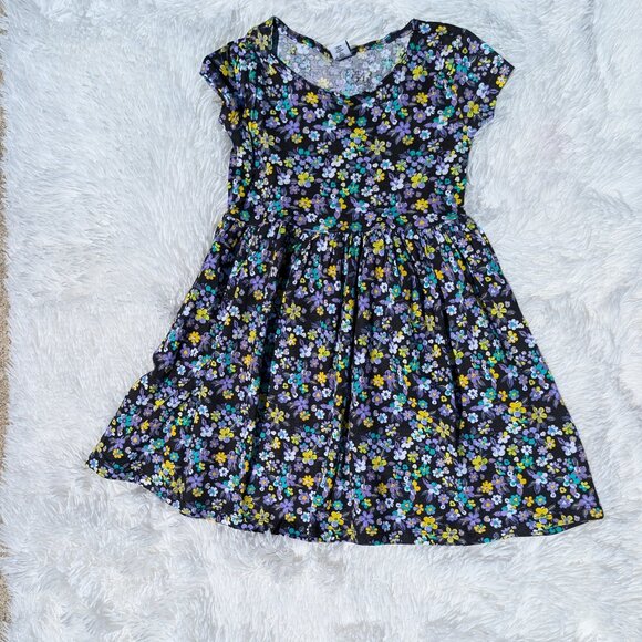 Midnight Meadow Girls’ Dress – Colorful Floral Delight 2T,3T,4T,5T 6/7 7/8 - Picture 1 of 4